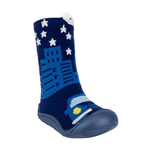 Meia com Solado Emborrachado Pimpolho - Marinho Estrelas Tamanho:19