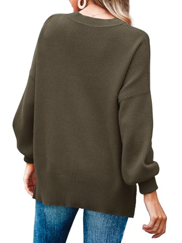 Image of Imily Bela Womens Oversized Tunic Sweaters Fall Slouchy Long Sleeve Ribbed Knit Side Slit Pullover Jumper
