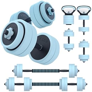 PASYOU Adjustable Dumbbell Set, 45lbs Free Weight Set with Connector, 5 in 1 Weight Set Used as Kettlebells, Barbell, Push up Stand, Fitness Exercises for Home Gym Suitable Men/Women