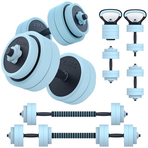 PASYOU Adjustable Dumbbell Set, 45lbs Free Weight Set with Connector, 5 in 1 Weight Set Used as Kettlebells, Barbell, Push up Stand, Fitness Exercises for Home Gym Suitable Men/Women by PASYOU - Used condition - US$129.01