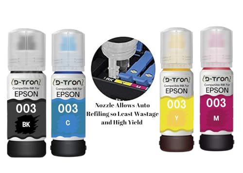 Image of 003 Refill Ink Bottle Compatible for Epson L3110, L3150, L3250, L3252, L3115, L3116, L3101, L3210, L3215, L3216, L3151, L3152, L3156, L5190 Printer, 70ml, Dye Ink, Black