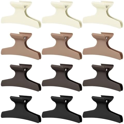 Batiyeer 12 Pcs Butterfly Hair Clips for Styling Sectioning Neutral Color Hair Clips for Women Butterfly Clamps Non Slip Claw Hair Clips Salon Hair Section for Cutting Styling Coloring Thick Thin Hair Cover