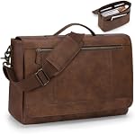 RAINSMORE Sac de messager en cuir 15.6 Sac d'ordinateur portable de pouce pour hommes Vintage mallette Grand sac d'informatique Sac Satchel Sac de travail