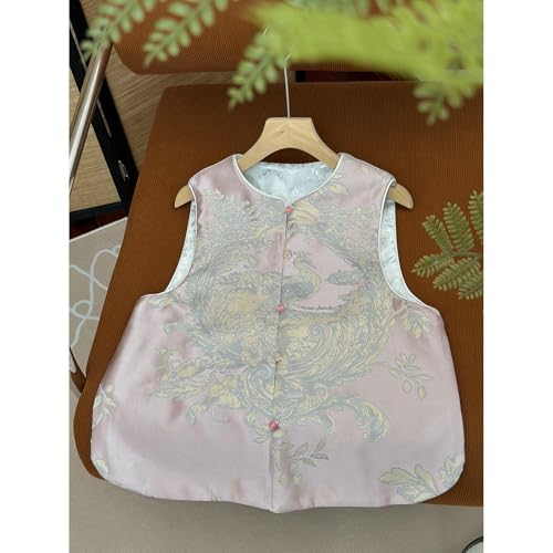 Chaleco estilo chino de mujer reversible con cuello redondo 2