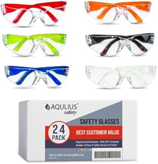 Aqulius 24 Pack of Safety Glasses (Protective Goggles) Anti Fog Clear Glasses. Nurses, Construction, Labs, Shooting Glasses Men Women