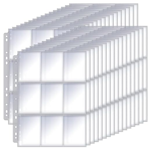 JIKIOU 1440 Pockets Double-Sided Trading Card Pages Sleeves 9-Pocket Clear Plastic Game Card Protectors for Skylanders, Pokemon, Baseball Cards and More, Fit 3 Ring Binder (80 Pages)