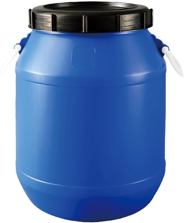 Plastic Sealed Storage Barrel with Lid, 25L/30L HDPE Fermentation Container for Grains, Liquids, and Household Use, Heavy-Duty Blue Sealed Drum with Handles(White,Large)