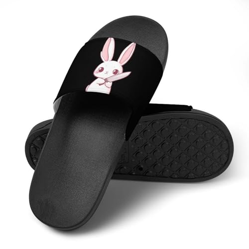 Fierce Rabbits Bunny Shower Slippers for Women Men Casual Non-Slip Slide Sandals Beach Bathroom Shoes4