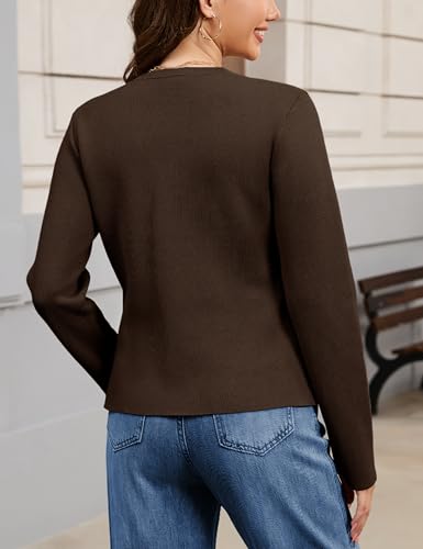 Daacee Cardigan Sweaters for Women V Neck Long Sleeve Gold Button Down Knit Cardigans Tops Outwear4