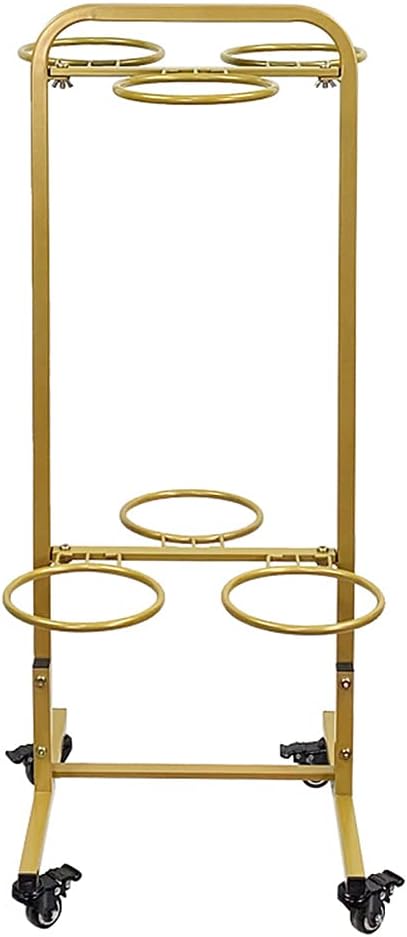 2 Tiers Flower Display Stand, Gold Flower Cart Display Shelf with Wheels, Heavy Duty Moving Flower Rack for Florist Indoor, Outdoor Patio Garden, Living Room, Flower Shops