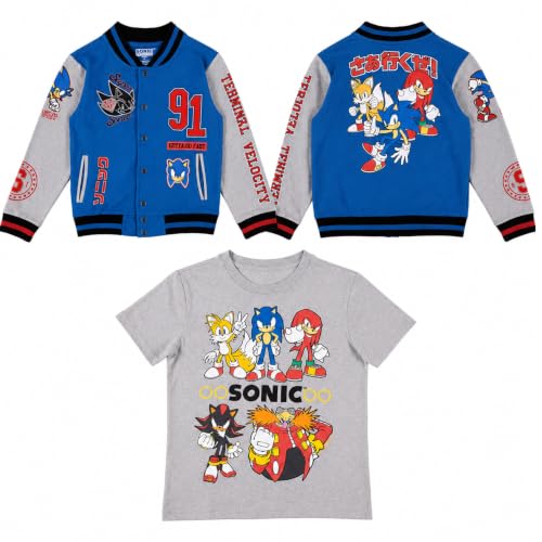 Image of SEGA Boys' Sonic The Hedgehog Varsity Jacket- Sonic, Tails, Shadow and Knuckles Little Boys Sizes 4-18