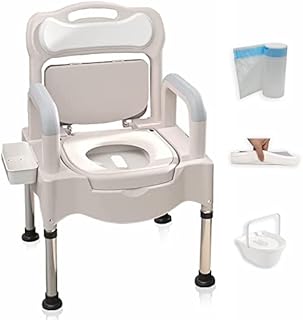 Bedside Commode, Bedside Toilet, Commode Chair, Height Adjustable Adult Potty Chair for Seniors, Portable Toilets for Home Use, Suitable for People with Disabilities The Elderly & Others