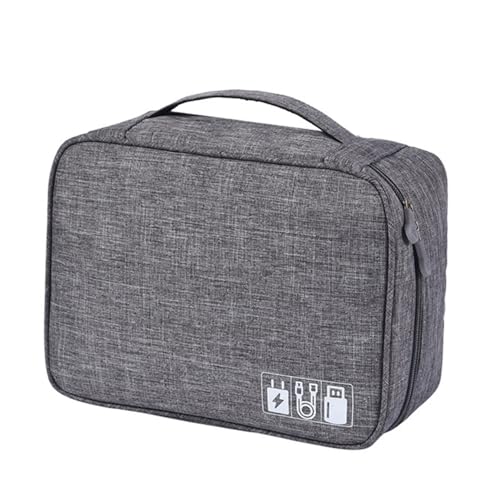 Estuche de almacenamiento para viaje en poliéster para cables y accesorios electrónicos, color gris miniatura 1
