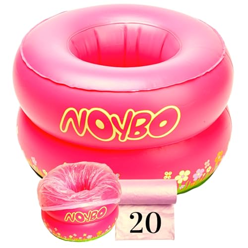 Noybo Travel Potty Seat for Toddlers – Inflatable Portable Toilet for Toddler Potty Training, Kids’ Camping & Road Trips, Holds Up to 66 Lbs, Compact & Lightweight, Includes 20 Durable Nylon Bags