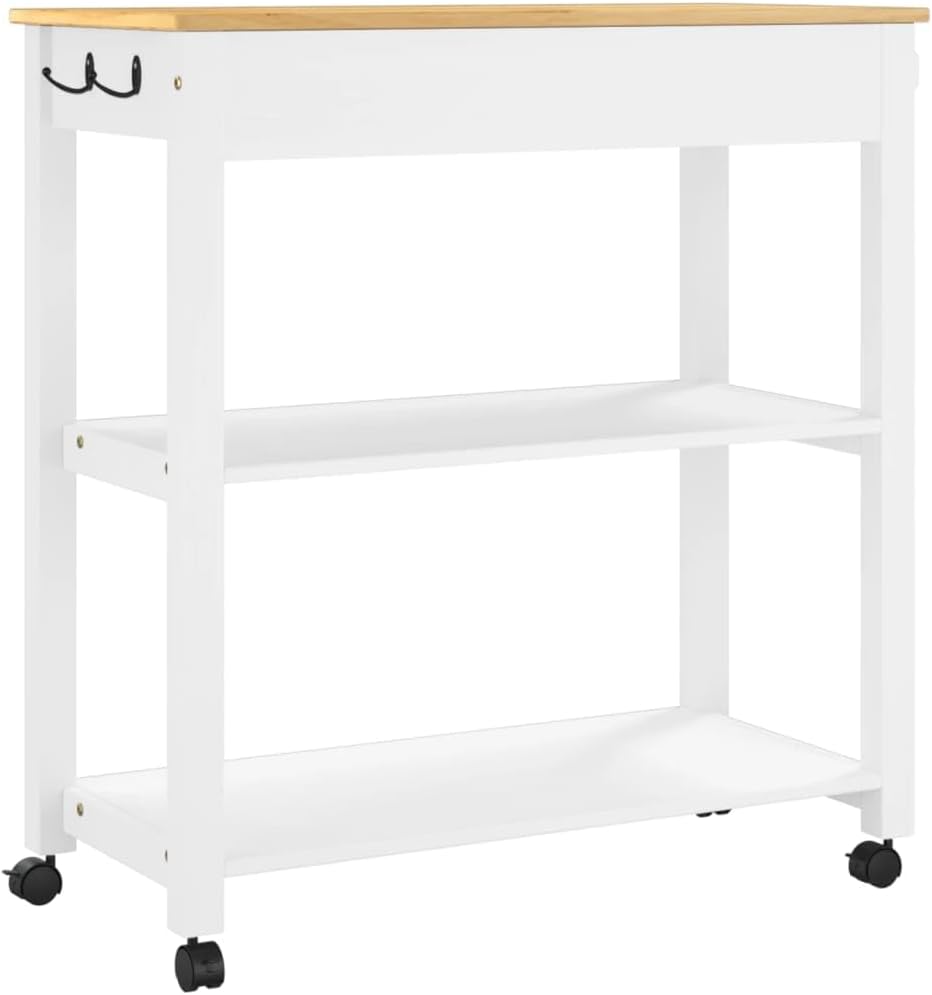 Kitchen Trolley Monza 33.1"x15.7"x35.4" Solid Wood Pine Kitchen Storage