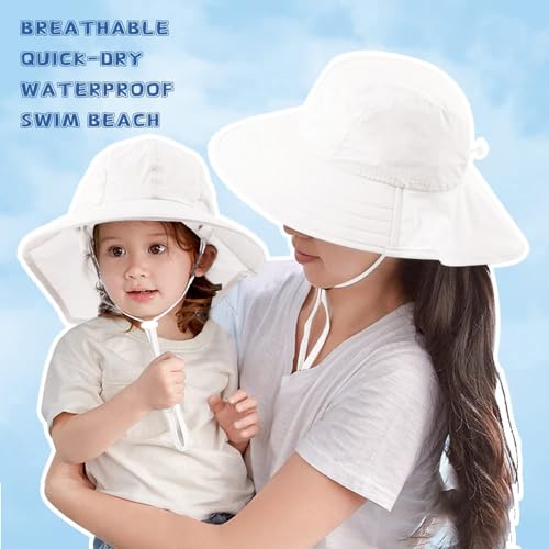 Toddler Summer Hat with Neck Flap Waterproof Kids Swim Hat Baby UV Protection Sun Hats Beach Cap for Boys Girls2