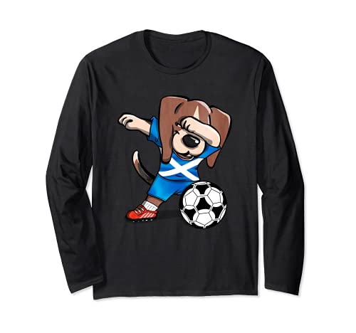 Dabbing Beagle Scotland Football Fans Jersey Scottish Soccer Long Sleeve T-Shirt, Black