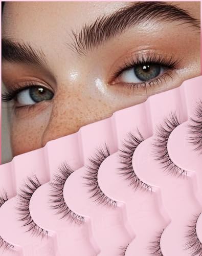 Eyelashes Natural Lashes Cat Eye 12MM Fake Eyelashes Wispy C Curl...