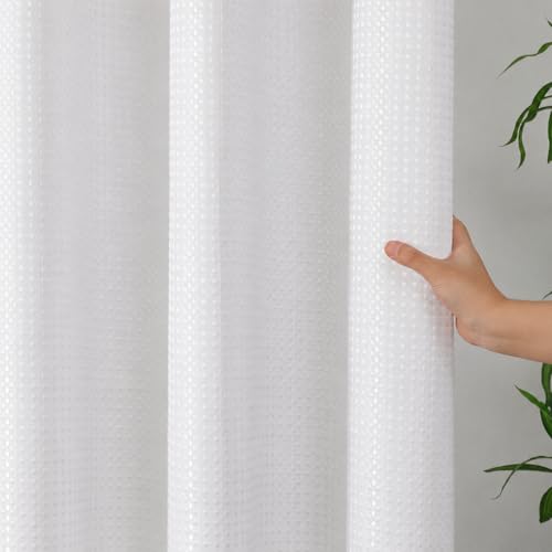 Image of HOMETHREADS Embrace Luxury with Our 6-Feet Long Premium Polyester Shower Curtain with 12 Hooks for a Lavish Bathroom Ambiance | Stylish, Splendid, and Perfectly Sized (Classic White, 180x180cm)