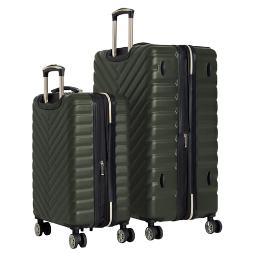 Image of Kenneth Cole REACTION Madison Square Lightweight Hardside Chevron Expandable Spinner Luggage, Olive, 2-Piece Set (20 inch & 28 inch), Kenneth Cole Reaction Women's Madison Square Hardside Chevron Expandable