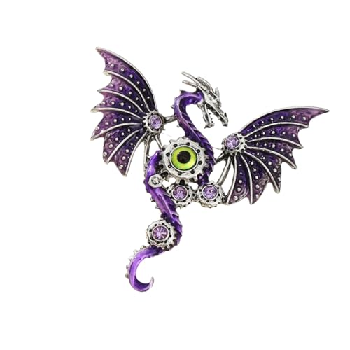 エレガントなドラゴン風のブローチ。普段使いに。頑丈なメタルピン。あらゆるスタイルのお好みに適しています。ドラゴンチェストピンアクセサリー。, One Size, 説明のとおり