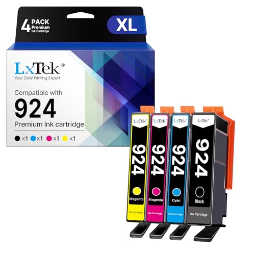 LxTek 924 Druckerpatronen 924 Multipack 924e Kompatibel für HP 924 Patronen für HP924 für HP Officejet Pro 8132e Patronen für HP Officejet Pro 8122e 8130e 8124e 8125e (4er-Pack, Kein Chip)