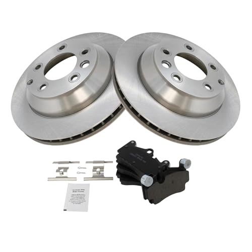 Image of TRQ Rear Brake Pad and Rotor Set Ceramic | For 2007-2015 Audi Q7 2003-2010 Porsche Cayenne 2004-2010 Volkswagen Touareg