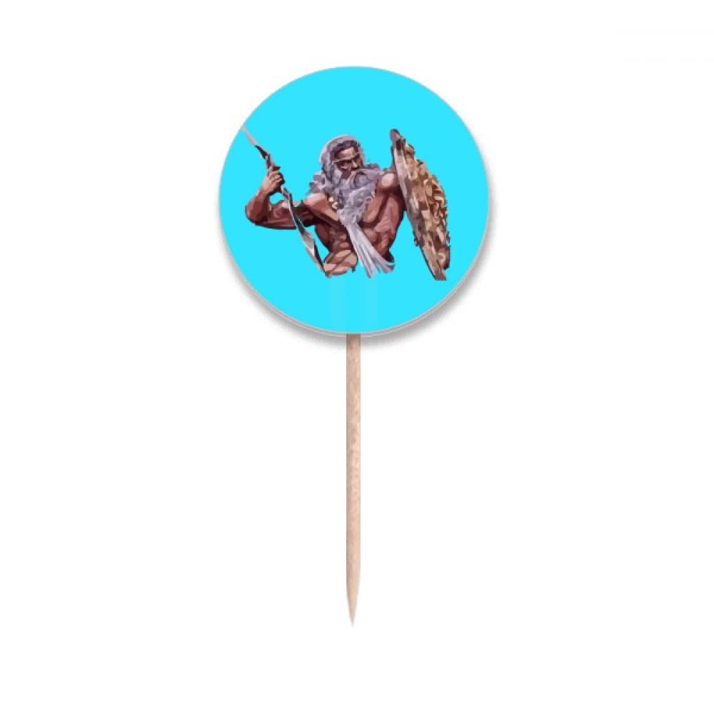 Thor King Gods Sky Thunder Right Toothpick Flags Round Labels Party Decoration