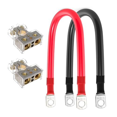 Cavo Batteria Universale 6 AWG, Lunghezza 91cm, In Rame Puro E Gomma, Per Auto, Camper E Impianti Solari, Morsetto 3/8"