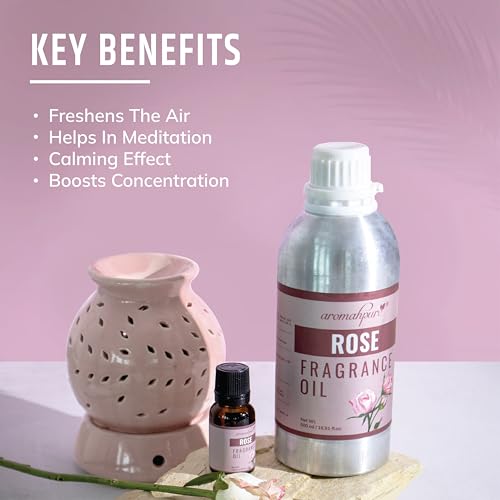 Image of Aromahpure Rose Aroma Oil | 500ml Undiluted & Natural | Long-Lasting Scent for Aromatherapy, Candle & Soap Making, Diffusers, Room Freshener, Humidifier, Bathroom Revitalizer & Home Essentials