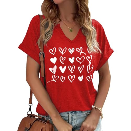 Scgirl Womens Short Sleeve V Neck T-Shirts Love...