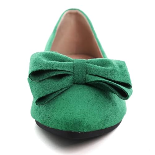 Image of SAILING LU Womens Bowknot Ballet Flats Pointy Toe Suede