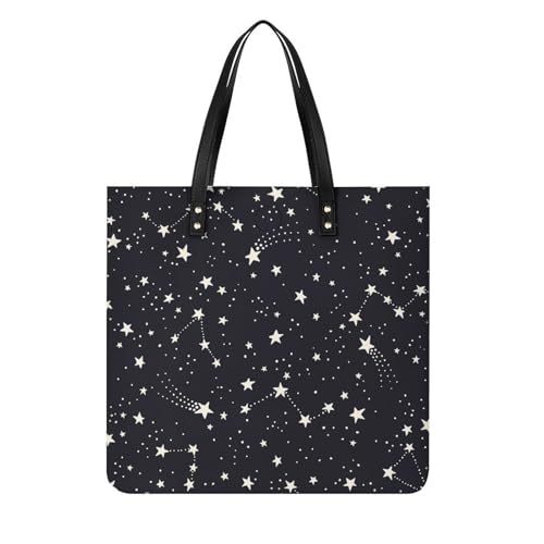 Sac à main cabas femme étoiles pour voyage | Grand tote bag bandoulière chic 39x39cm