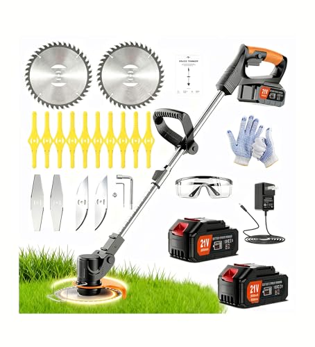 Weed Wacker - Cordless Electric Weed Trimmer with 2x2000mAh Battery.3 in 1 Stringless Lightweight...