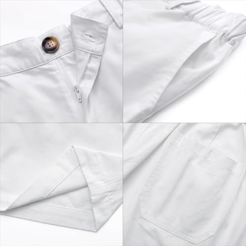 Image of Oymyakon Men's 6 Inch Shorts Casual Cotton Flat Front Chino Shorts Summer Elastic Waist Pull On Short with Pockets