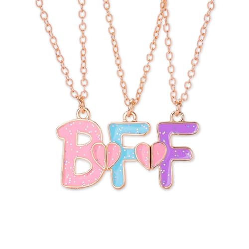 Mathcing BFF Best Friend Necklaces for 3 Girls Friendship Necklaces for Three Best Friends Anniversary Birthday Christmas Gifts for Bestie Best Friend Forever Gift