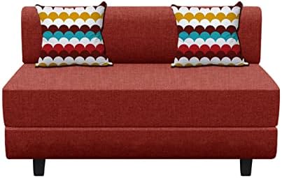 Aart Store Two - Seater Sofa Cum Bed Furniture| 4x6 Feet, Red Color | for Home & Living Room Washable Cover