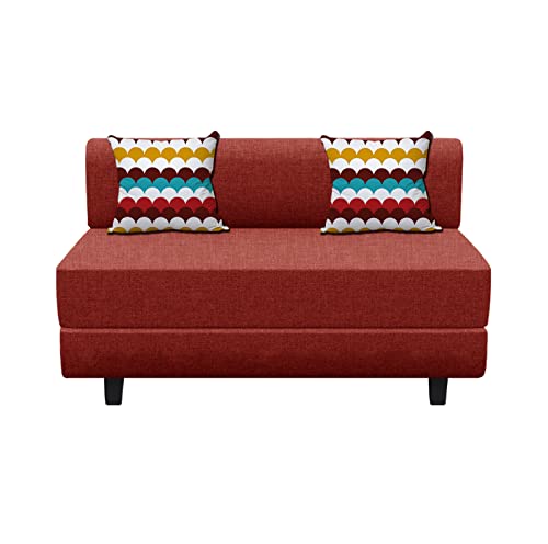 Aart Store Two - Seater Sofa Cum Bed Furniture| 4x6 Feet, Red Color | for Home & Living Room Washable Cover