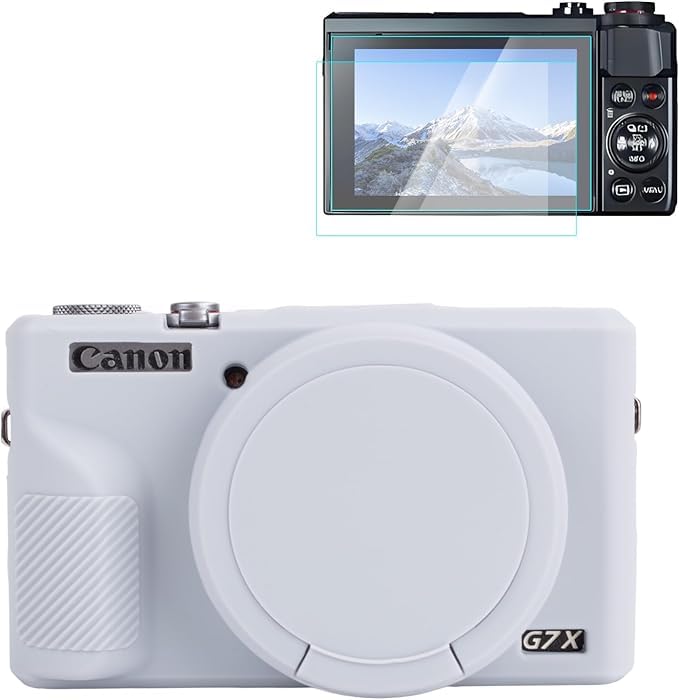 Rieibi Silicone Case for Canon G7X Mark III Case, G7X Mark III Accessories with 2 pcs sreen Protectors,Detachable Lens Cover for Canon G7X Mark III