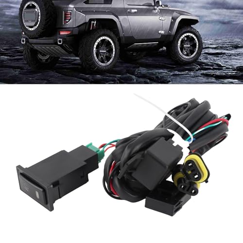 Akozon cablaggio fendinebbia auto + Kit cablaggio interruttore fendinebbia, 12V universale LED per auto Interruttore on/off fendinebbia Kit relè fusibile cablaggio