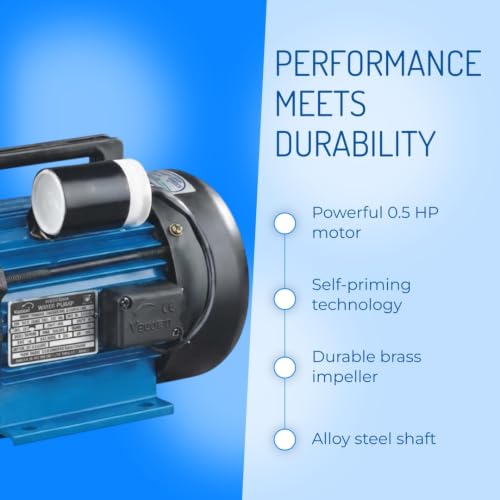 Image of V-Guard Nova NH01, Self-Priming 0.5 HP Monoblock Pump, Powerful Motor, Durable Brass Impeller & Alloy Steel Shaft, Multicolour