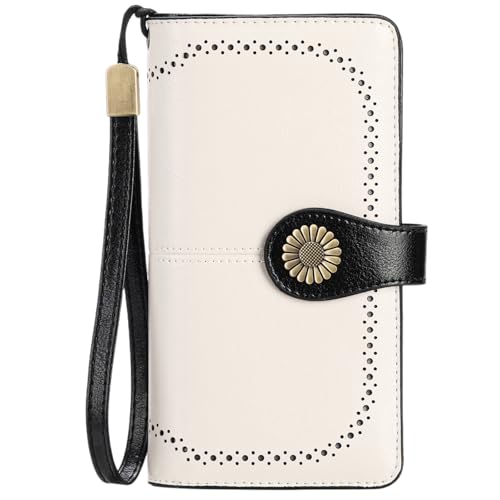Portefeuille femme long cuir compartiments multiples portefeuille RFID 24 cartes