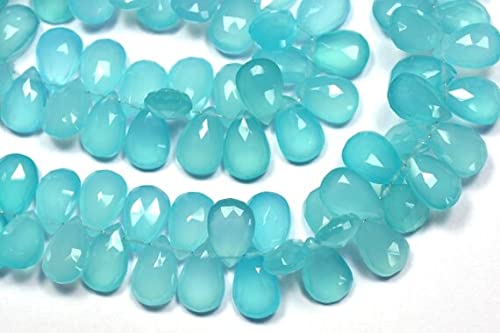 Calcédoine aqua perles poire pour sublimer vos tenues d'été et vos créations de colliers artisanaux