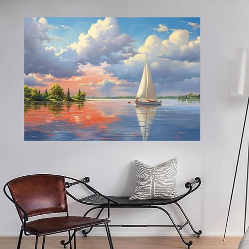 Toile non tissee art tableaux decoration murale moderne vue mer grand format 50x70