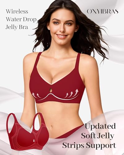 Image of Smooth V Jelly Bras for Women No Underwire Seamless Plunge Bralettes T Shirt Sleep Everyday Bra with Bra Extender