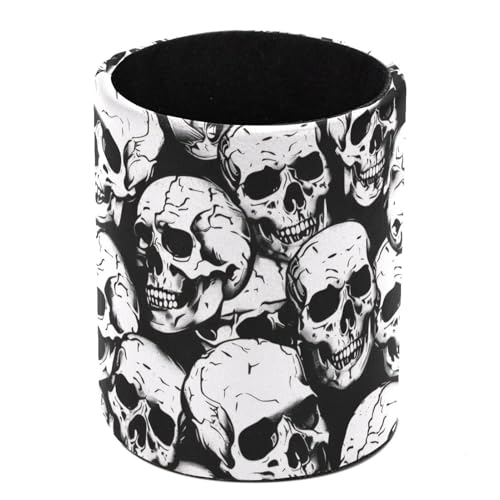 VAPOKF Portalápices para escritorio, soporte para lápices, brochas de maquillaje, almacenamiento de suministros de escritorio, organizador para oficina en casa, calaveras muertas en negro