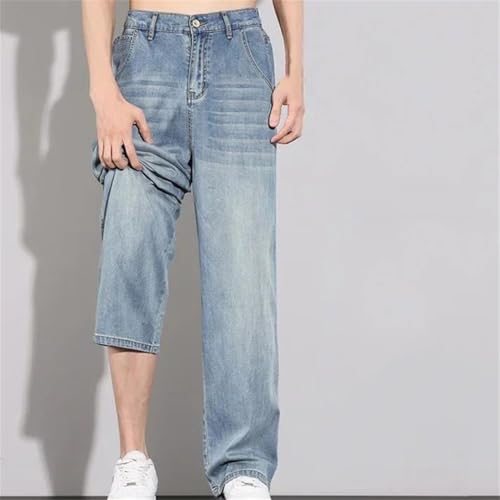 Men's Spring Summer Thin Denim Jeans Loose Fit Straight Leg Vintage Style Casual Long Trousers2