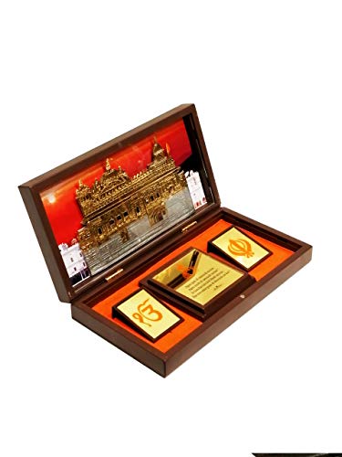 Northland Gold Plated Satnam Shree Waheguru Figurines in Wooden Box with Chandan Fragrance , 5.2 x 4 x 3.5 cm, Brown - Image 4