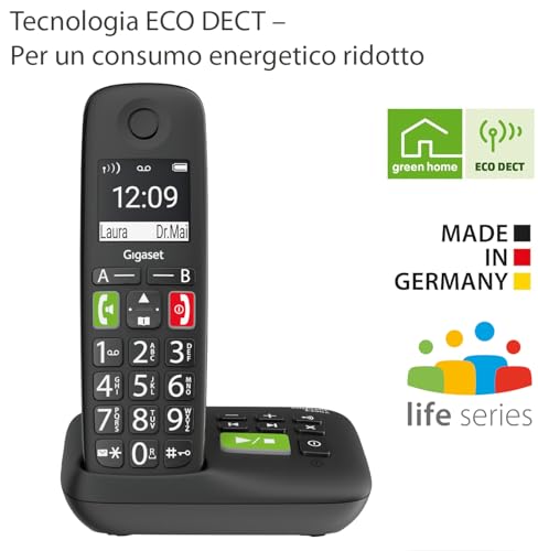 Gigaset E290A Telefono Portatile con Suonerie Forti, Numeri Grandi e Audio Potenziato, con Segreteria, Vivavoce con Volume Regolabile, Nero, Versione Italiana - 5