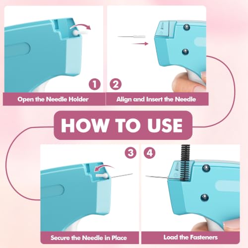 Image of Stitch Gun for Clothes, Tagging Gun, Quick Clothing Fixer, Blue | 5000 Fasteners, 0.04 inch Fine Needle, 6 Needles, Portable, Handheld, Compact, Lightweight, Easy to Use, Versatility, Durable